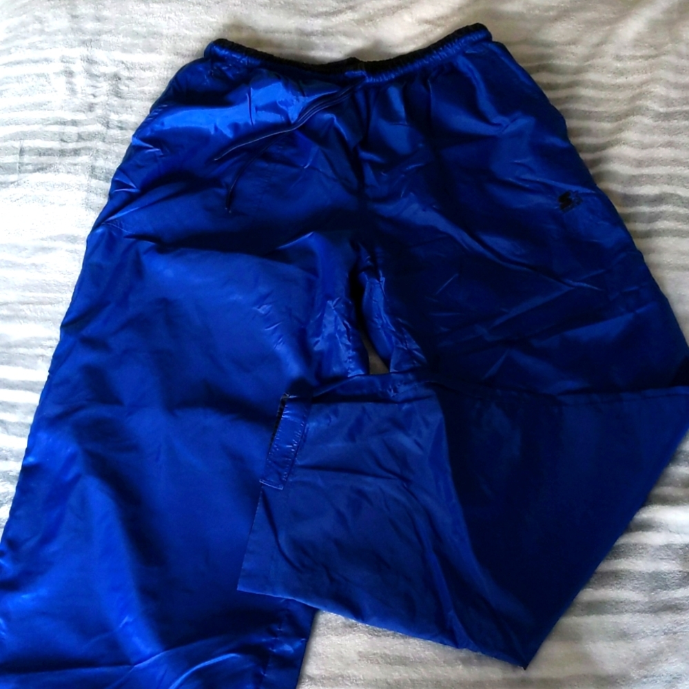 NWOT Reversible Blue and Black men's track pants L